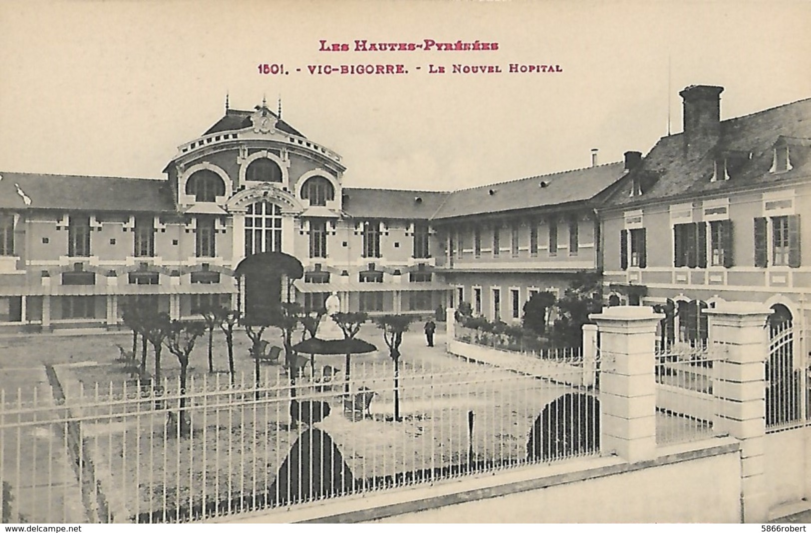 CARTE POSTALE ORIGINALE ANCIENNE : VIC SUR BIGORRE LE NOUVEL HOPITAL HAUTES PYRENEES (65) - Vic Sur Bigorre