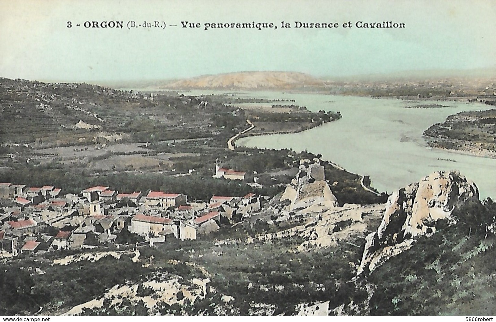 CARTE POSTALE ORIGINALE ANCIENNE COULEUR : ORGON VUE PANORAMIQUE LA DURANCE ET CAVAILLON BOUCHES DU RHONE  (13) - Autres & Non Classés