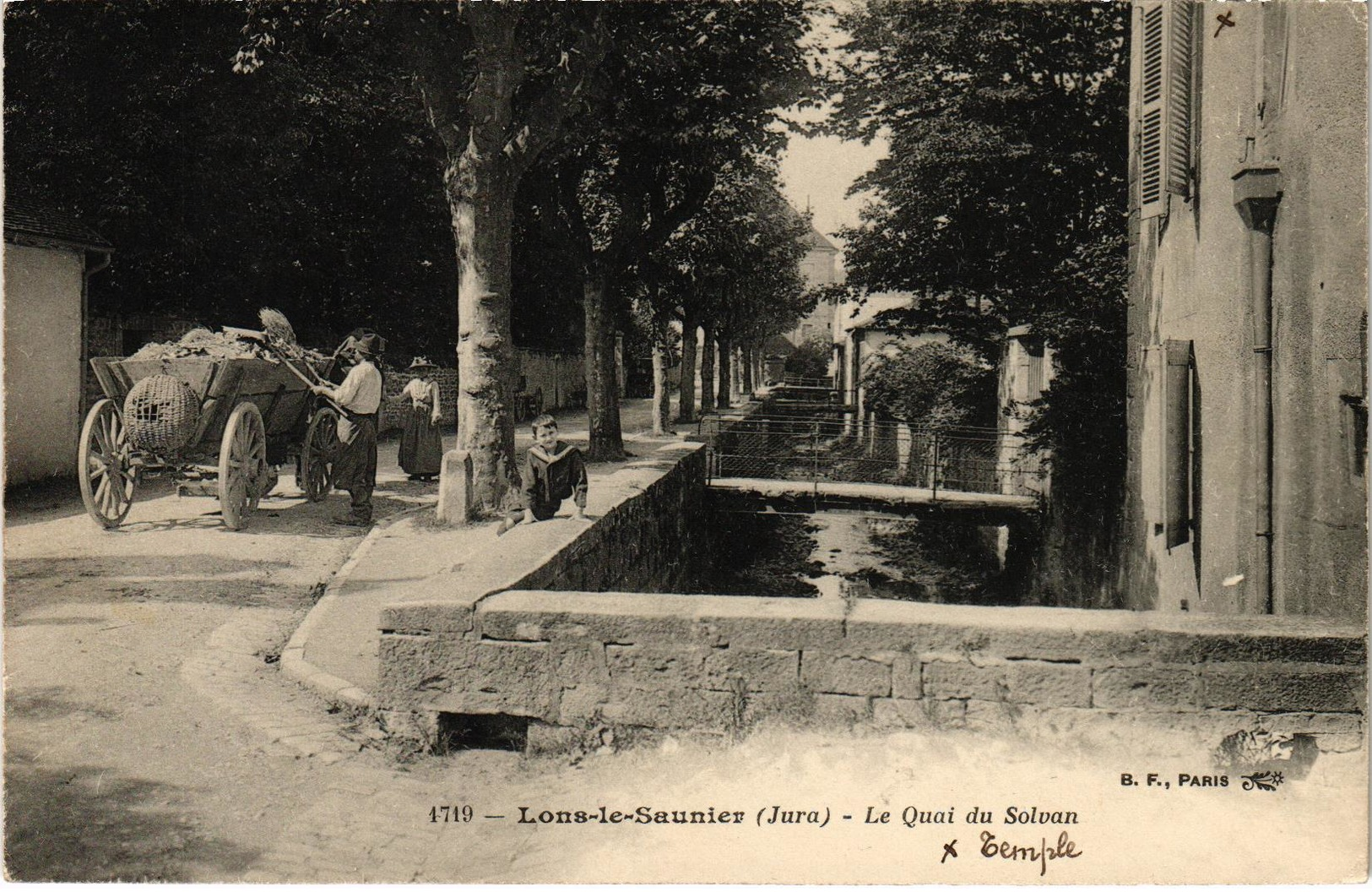 LONS LE SAUNIER (39) Le Quai Du Solvan - Attelage Tombereau - Rare - Très Bon état - Lons Le Saunier