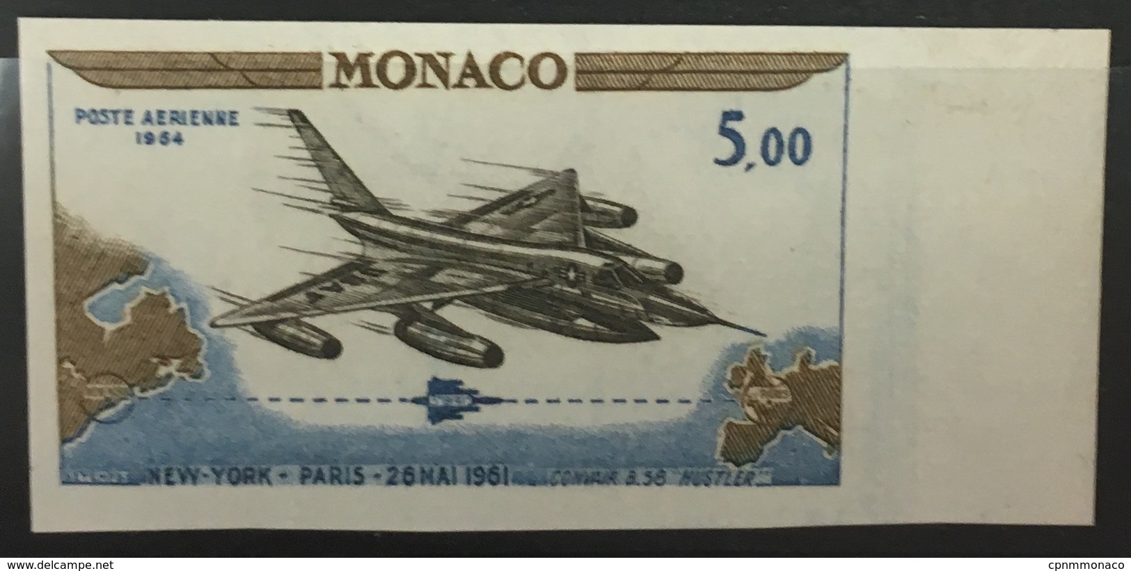 MONACO N° 82 Avion Vol New York Paris Non Dentelé Essai Imperf Color Proof Superbe **, Bdf Et RARE ! - Ungebraucht