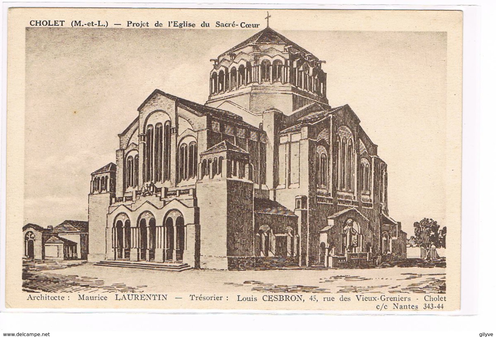 CPA (49) Cholet.Projet De L'église Sacré Coeur. M.Laurentin .  (067) - Cholet