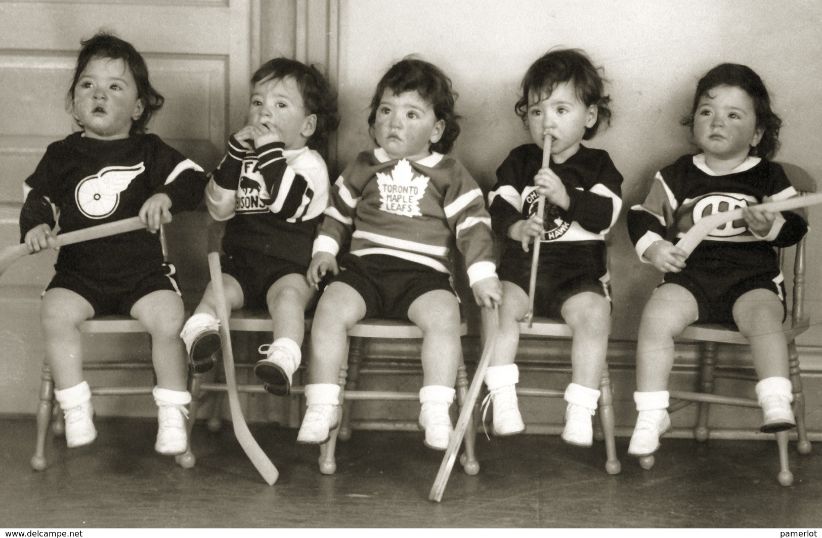 INSOLITE Les Quintuplées Dionne # 10 -  "Jumelles Dionne"  Né En 1934, Gilets De La Ligue National LNH, Ont, Canada - Portraits