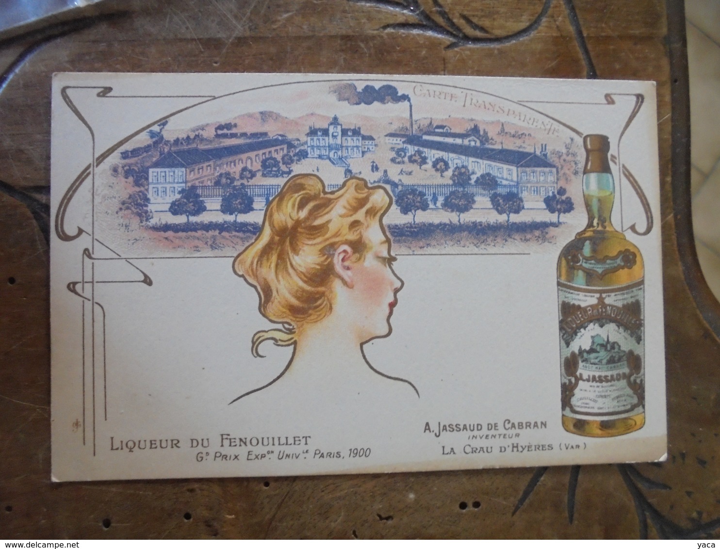 Publicité " Liqueur Du Fenouillet"A Jassaud De Cabran  La Crau D'Hyeres   Systeme  Voir Par Transparence Alcool Art Déco - Publicité