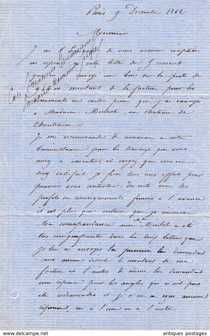 Lettre 1862 avec Correspondance Paire Napoléon III 10c Type II Paris pour Eu Saine Maritime Lavigne Sculpteur