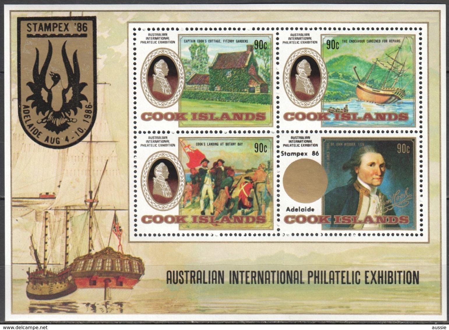 Cook Islands 1986 Yvertn° Bloc 170 *** MNH Cote 12 Euro James Cook Stampex '86 - Cookinseln