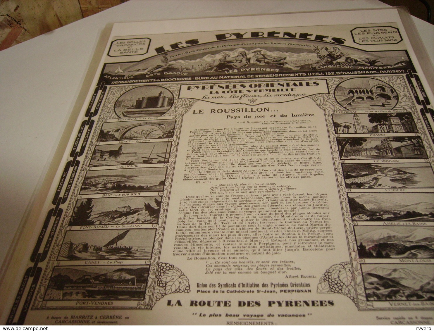 ANCIENNE AFFICHE PUBLICITE  LES PYRENEES ORIENTALES  1927 - Autres & Non Classés