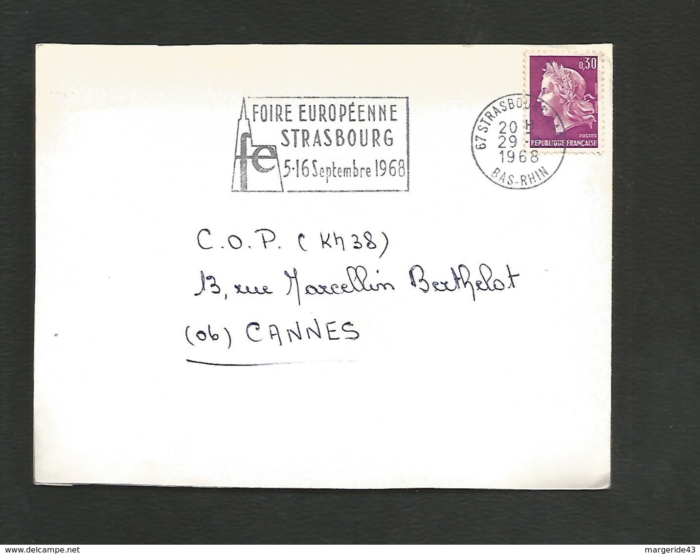 FLAMME FOIRE EUROPEENNE DE STRASBOURG 1968 - Oblitérations Mécaniques (flammes)