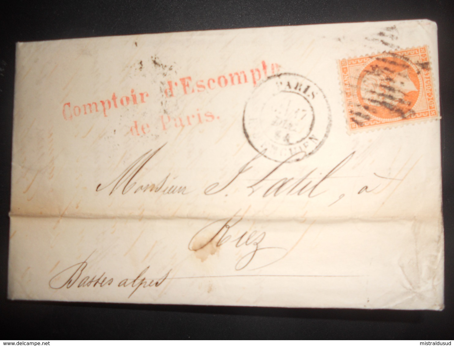 France Napoleon , Lettre De Paris 1864 Pour Riez - 1862 Napoléon III