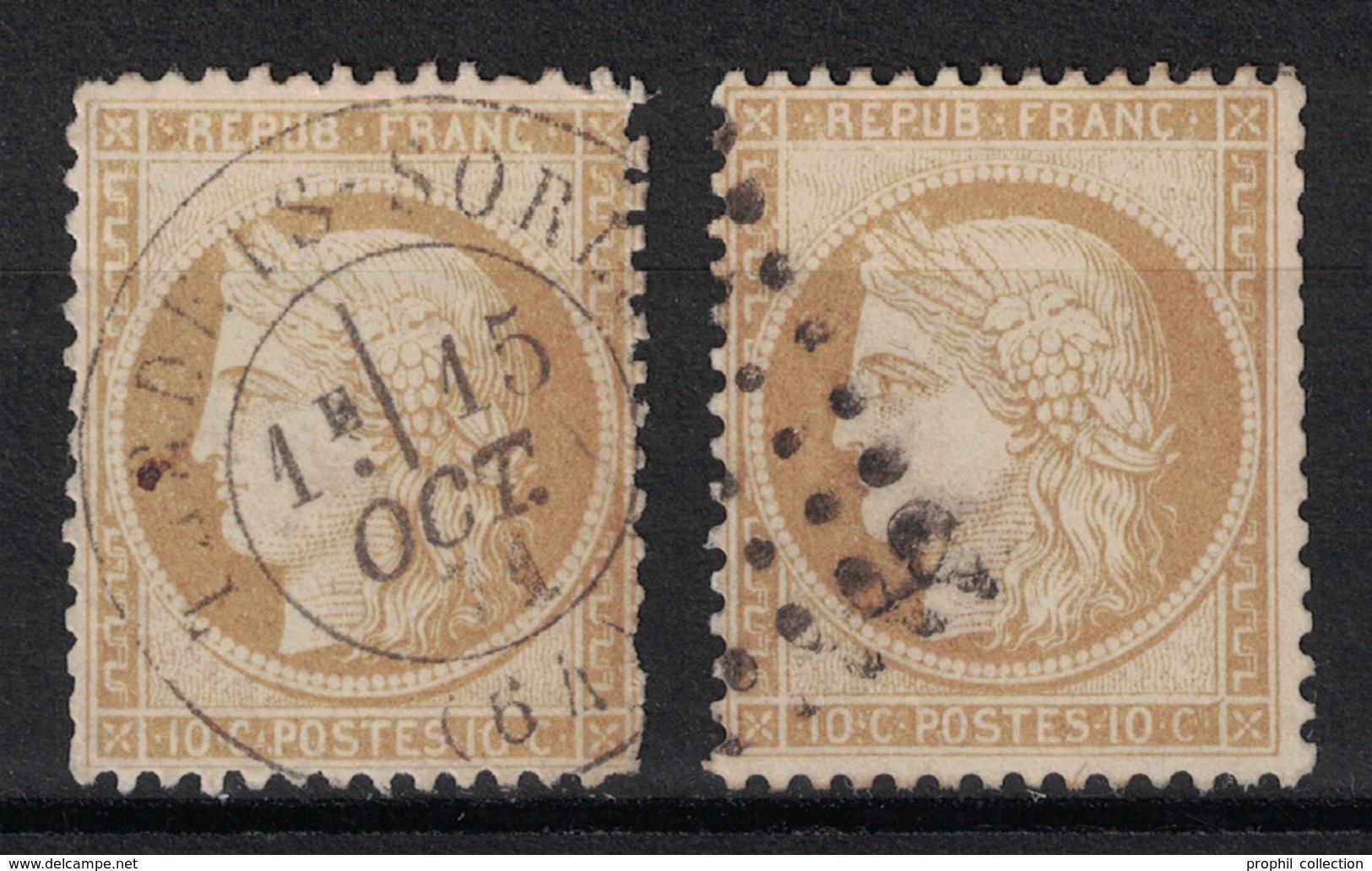 LOT De 2 TIMBRES CERES N° 36 Avec 2 OBLITERATIONS DIFFÉRENTES (CAD & GC) - 1870 Siège De Paris