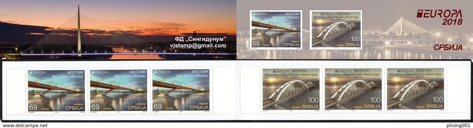 Serbia 2018 Europa CEPT Bridges Architecture Bruecken Ponts Booklet A With 3 Sets MNH - 2018