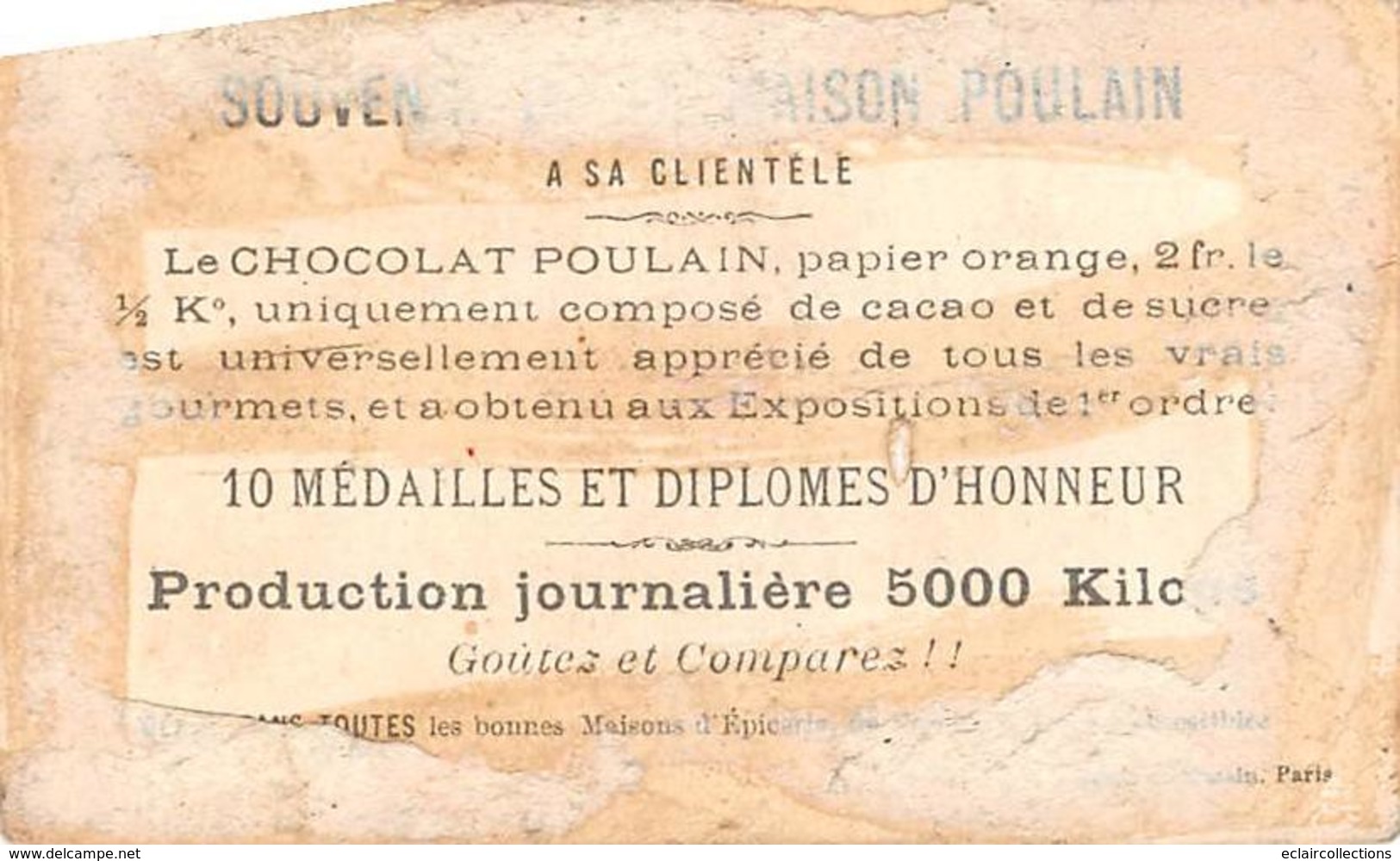 Théme:  Métier.  Dentiste. Image Chocolat Poulain  10x6.5     (voir Scan) - Otros & Sin Clasificación