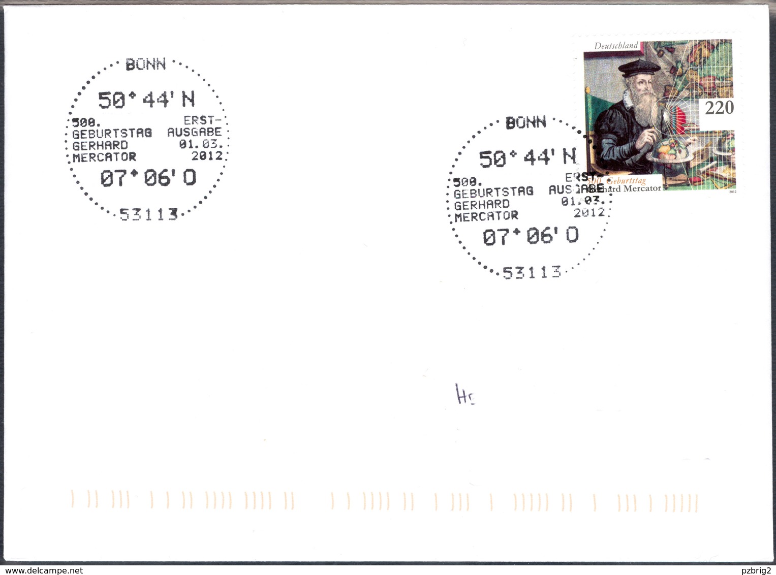 MERCATOR, G. - Germany 2012 Michel # 2918 - FDC - Special Mark Bonn - 500th Birthday Of Mercator - Mercator Projection - Geographie