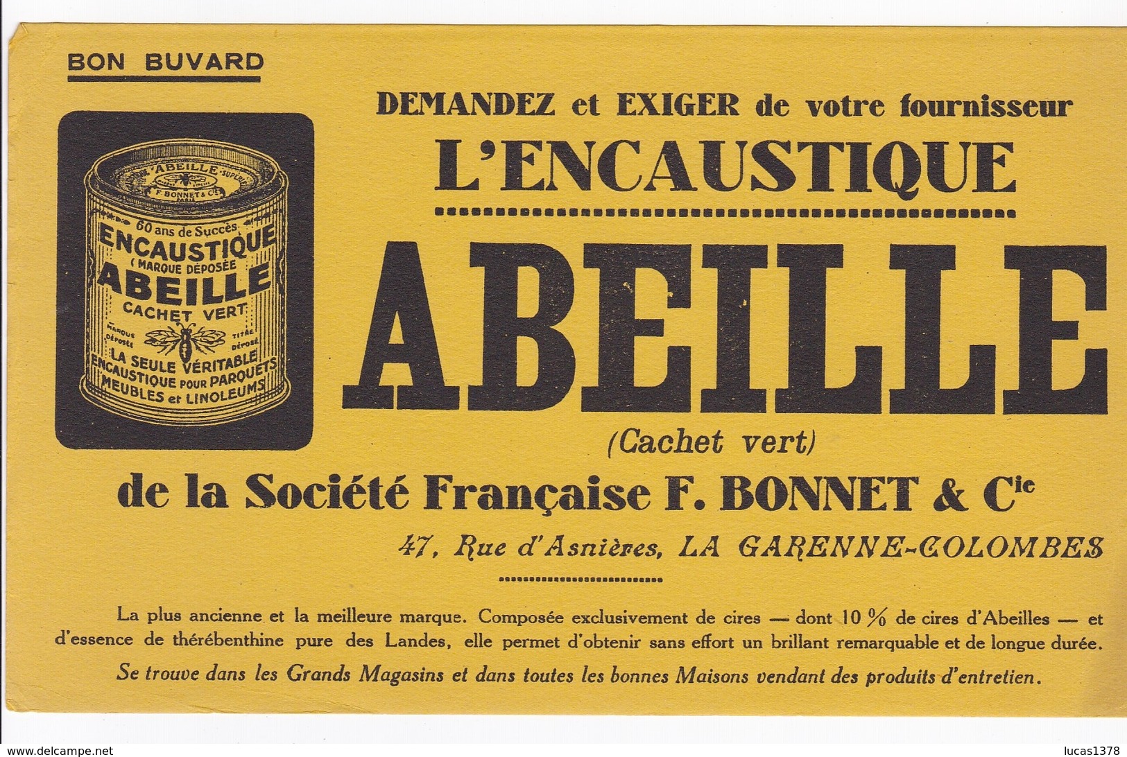 L ENCAUSTIQUE ABEILLE / RARE - Produits Ménagers