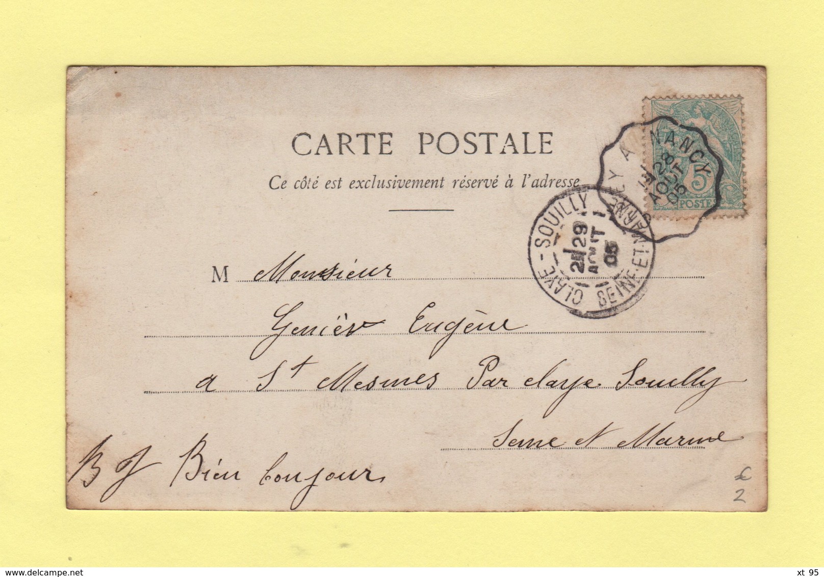 Convoyeur Cirey A Nancy - 1905 - Type Blanc - Posta Ferroviaria