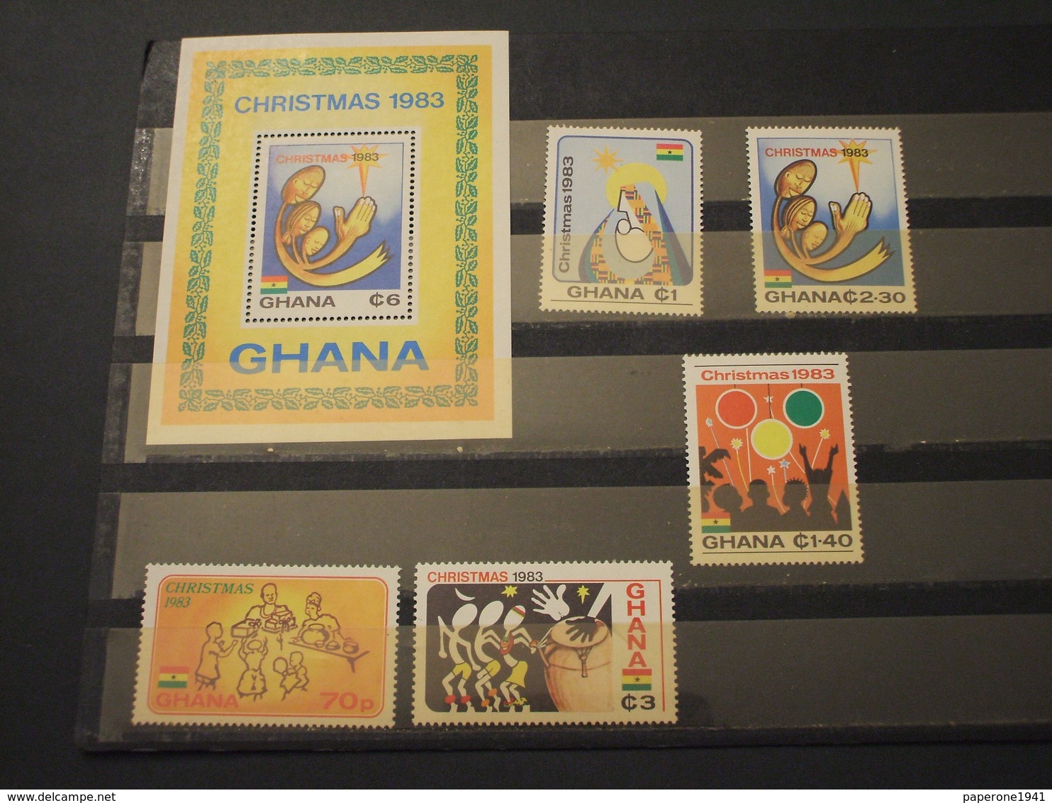 GHANA - 1983 NATALE DISEGNI 5 VALORI + BF - NUOVI(++) - Ghana (1957-...)