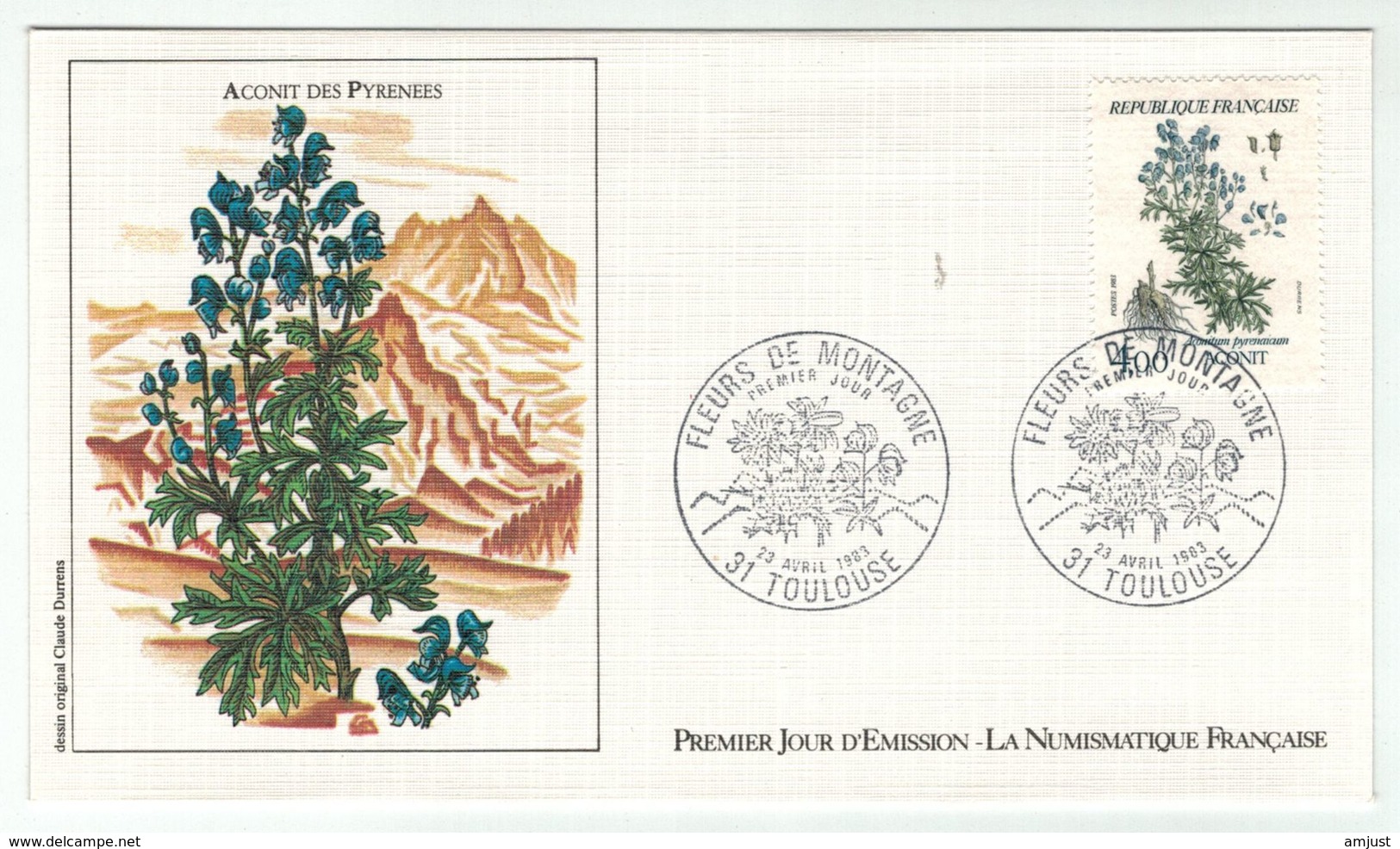 France // FDC // 1980-1989 // 1983 //  FDC Du 23.04.1983 Fleurs De Montagne, Aconit Des Pyrennées - 1970-1979