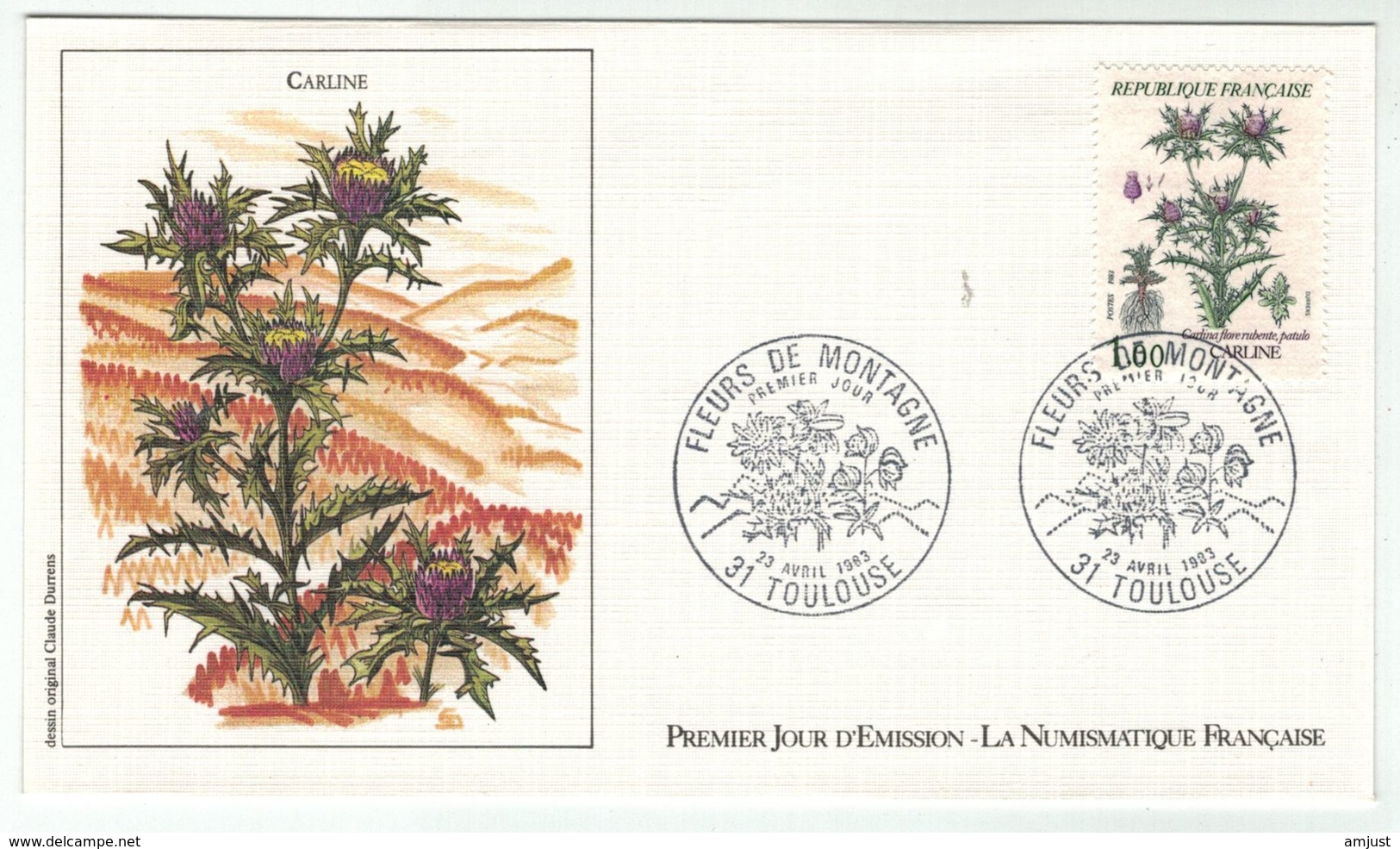 France // FDC // 1980-1989 // 1983 //  FDC Du 23.04.1983 Fleurs De Montagne, Carline - 1970-1979