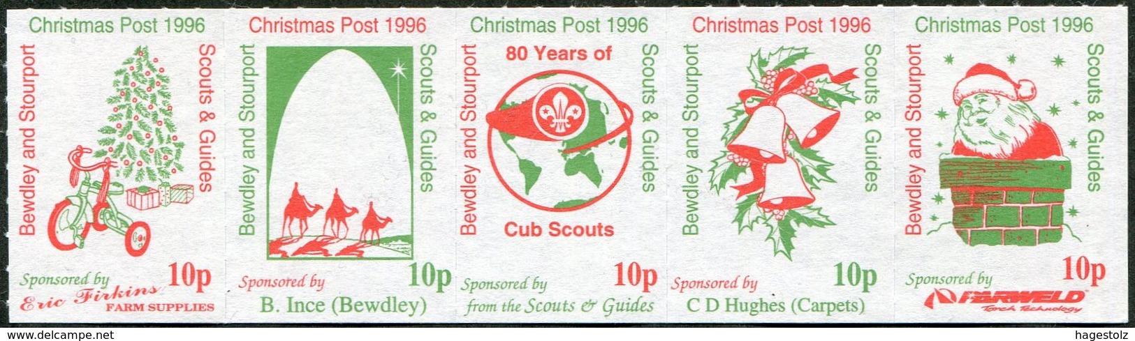 SCOUTING UK GB 1996 Bewdley Scouts Christmas Post TRICYCLE Velo Fahrrad Cycling SANTA Camel Map Local Scout Xmas Mail - Ungebraucht