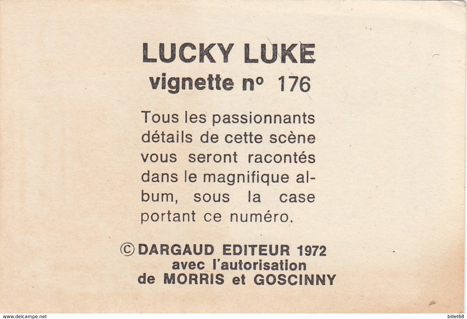 LUCKY LUKE  Vignette N° 176 - DARGAUD EDITEUR 1972 - Sonstige & Ohne Zuordnung