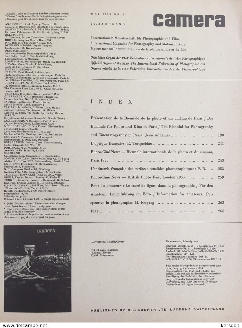 Revue CAMERA Numero 5 - Mai 1955 - Autres & Non Classés