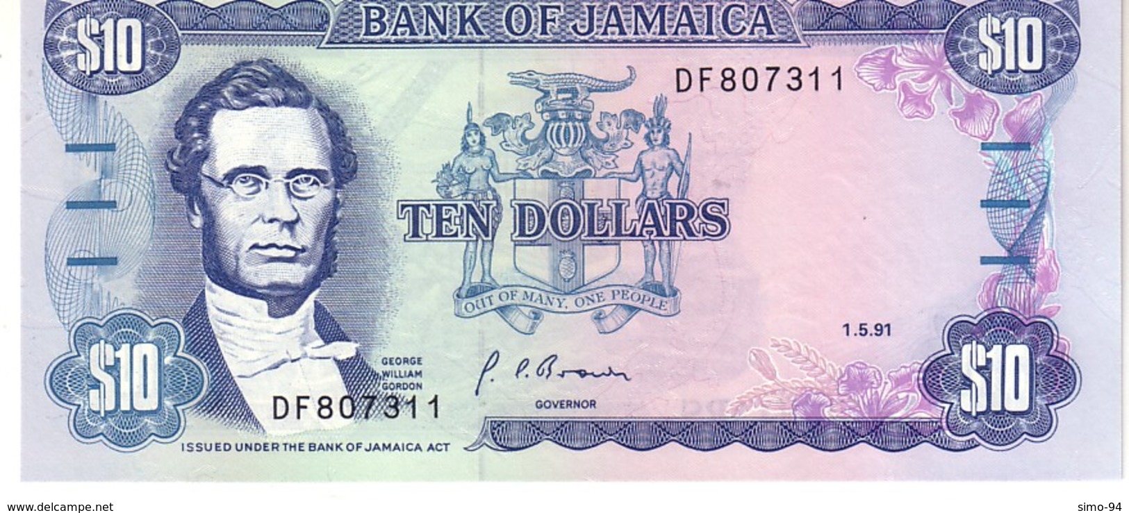 Jamaica P.71  10 Dollars 1991  Unc - Giamaica