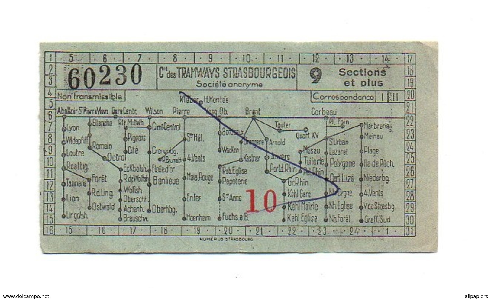 Billet Cie Des Tramways Strasbourgeois N°60230 Avec Publicité Exigez Les Bières Perle Brasserie Charles Kleinknecht - Sonstige & Ohne Zuordnung