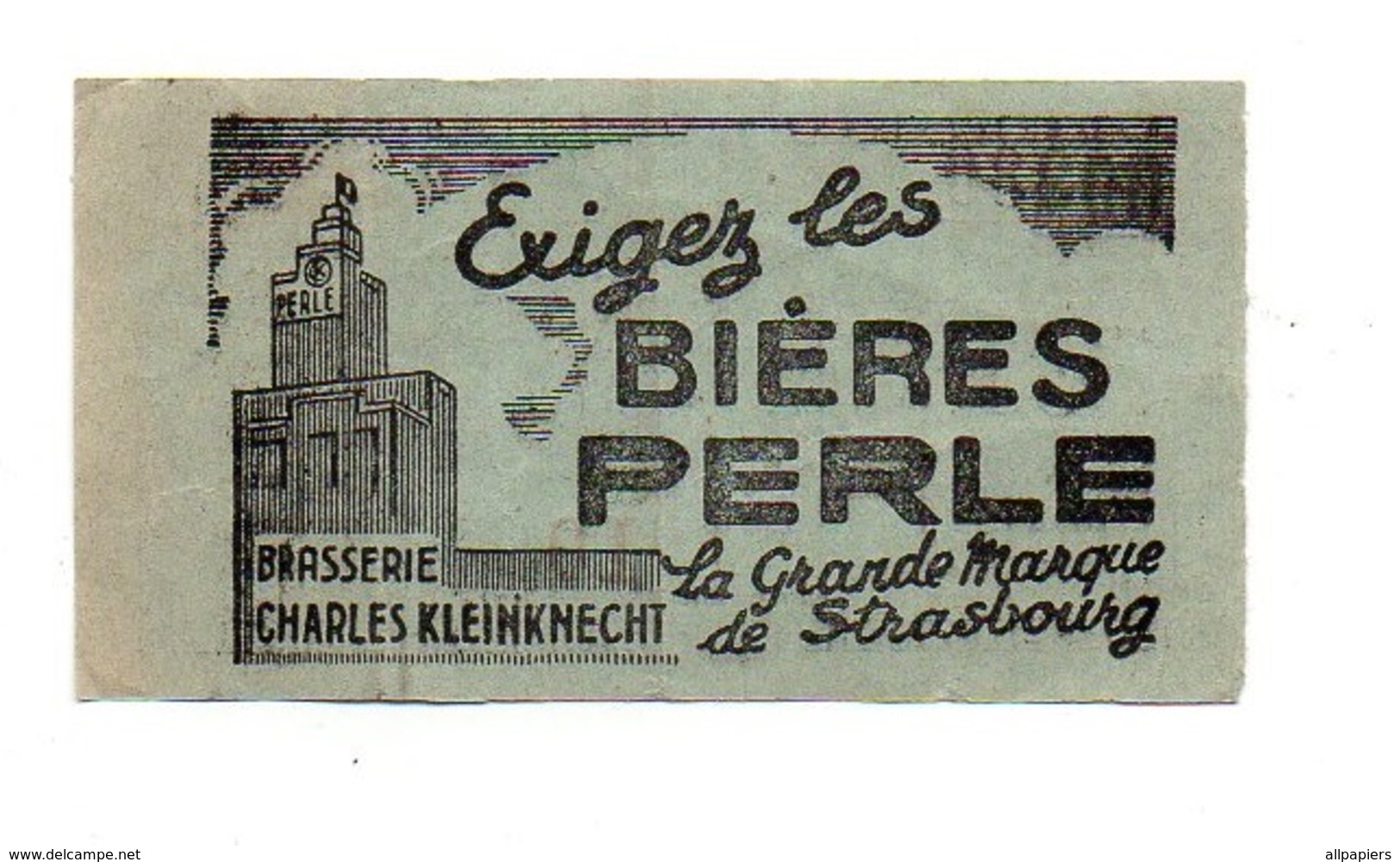 Billet Cie Des Tramways Strasbourgeois N°60230 Avec Publicité Exigez Les Bières Perle Brasserie Charles Kleinknecht - Sonstige & Ohne Zuordnung