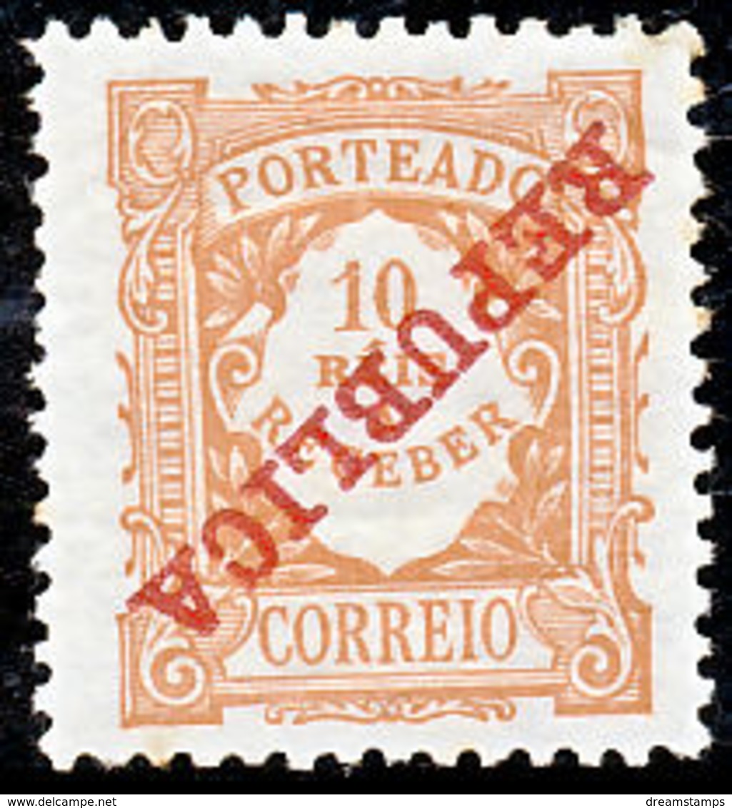 !										■■■■■ds■■ Portugal Postage Due 1911 AF#15* "REPUBLICA" Ovrpt 10 ERROR (x8004) - Nuevos