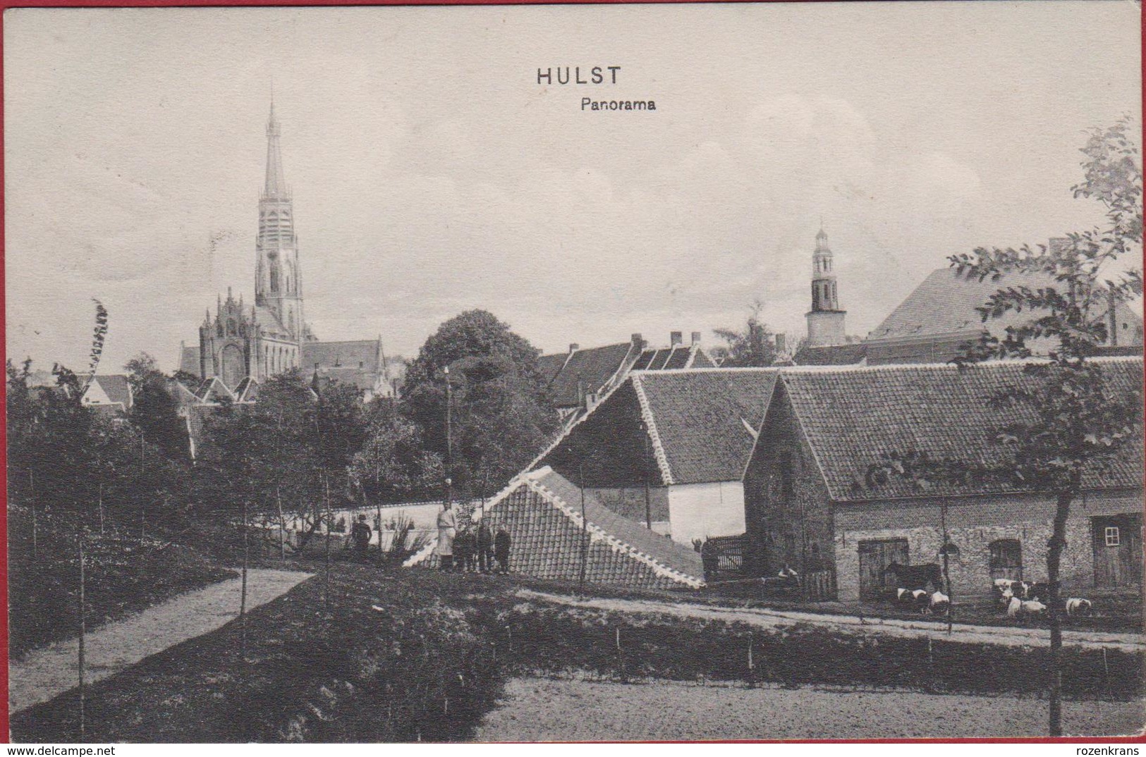 Hulst Zeeland Panorama Geanimeerd Dijk Zeldzaam TOPKAART (In Zeer Goede Staat) (verstuurd 1919 Ex Bontehondstraat) - Hulst