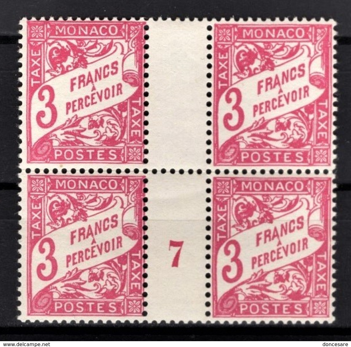 MONACO 1924 / 1932 - BLOC DE 4 TT  N° 25 - MILLESIME 7 / NEUFS** - Postage Due