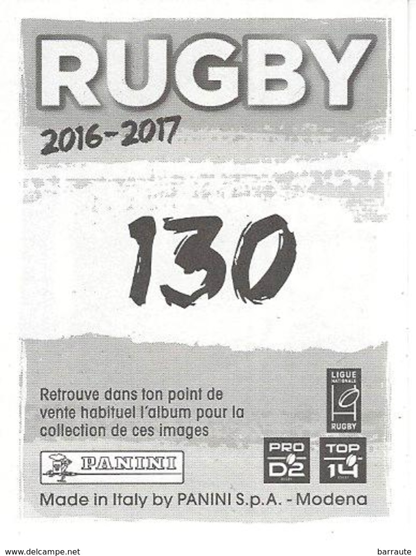 Panini Rugby 2016-2017 HENDRIK ROODT N° 130  FC GRENOBLE - Edition Française