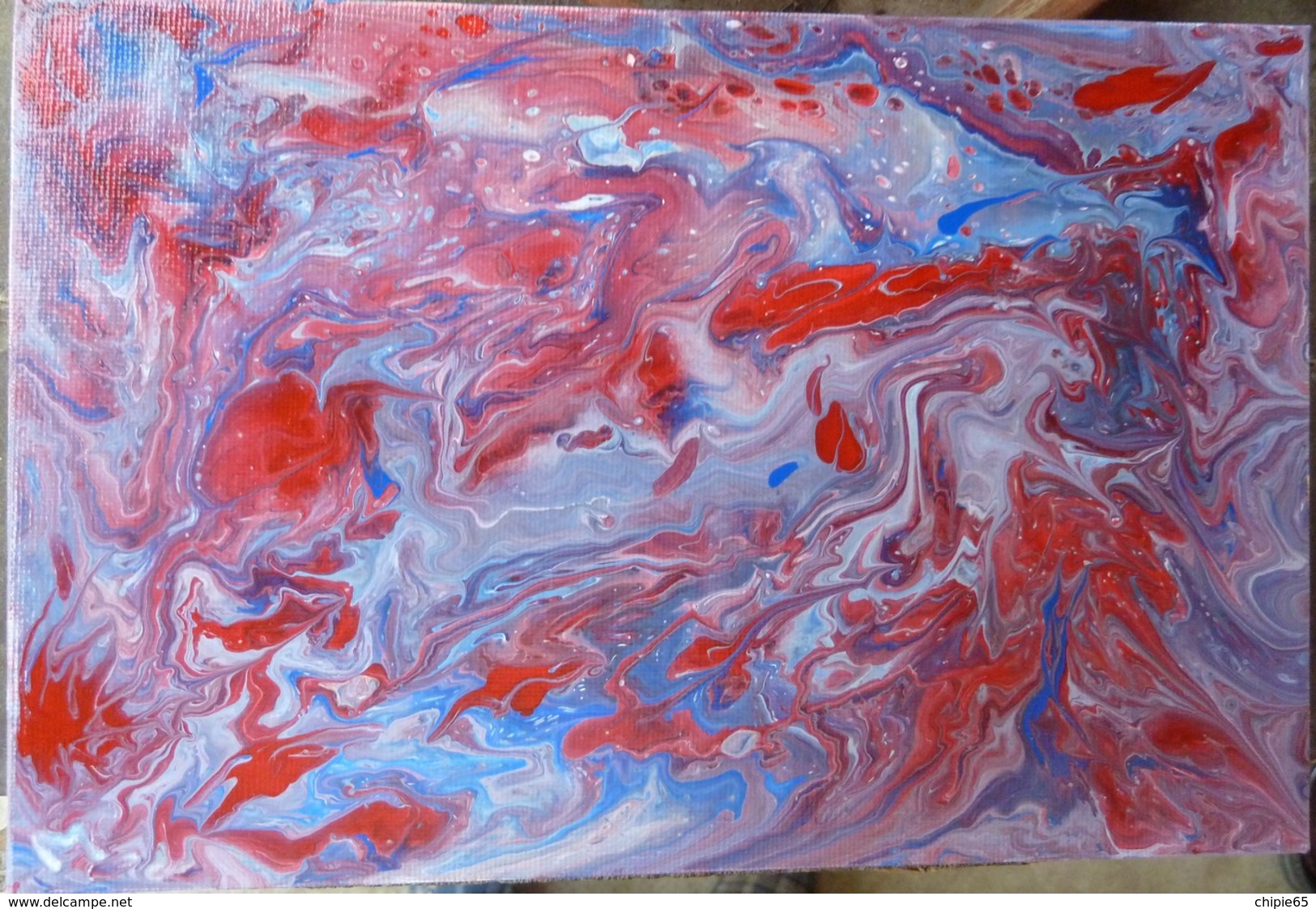 Tableau Acrylique Sur Carton Toilé Abstrait. Tableau Moderne Selon Méthode Pouring - Acrylic Resins