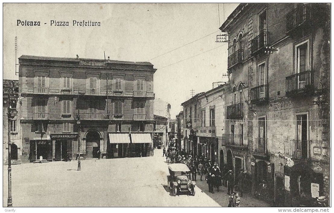 POTENZA PIAZZA PREFETTURA 1923 ANIMATA AUTO D'EPOCA OLDTIMER CAR - Potenza