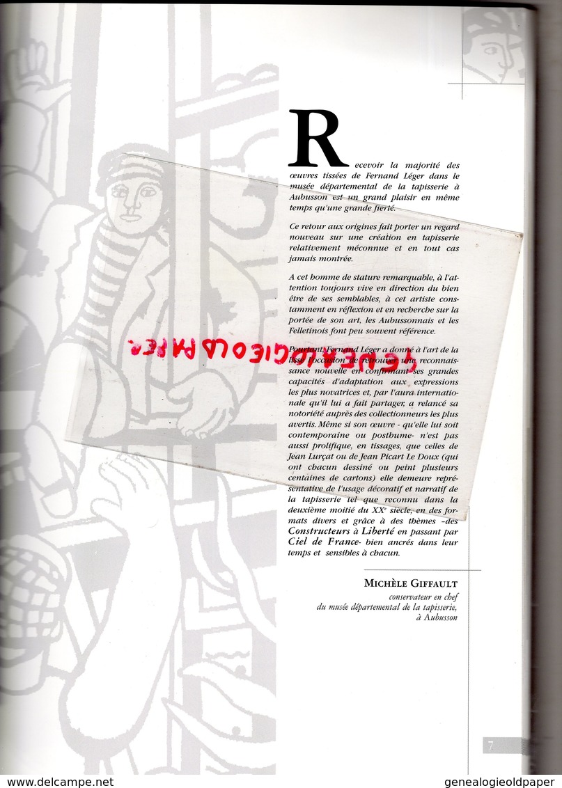 23- AUBUSSON- BIOT- FERNAD LEGER ET LES ARTS DECORATIFS- 2003- MUSEE DEPARTEMENTAL TAPISSERIE- MANUFACTURE PINTON 1961 - Limousin