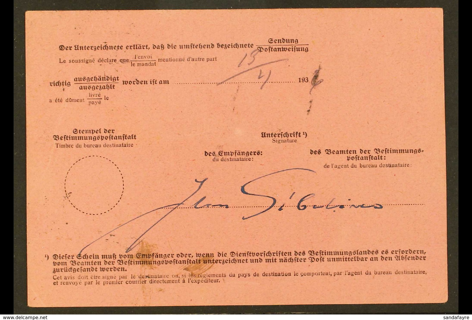 FAMOUS COMPOSER - JEAN SIBELIUS 1936 (April) German Postal Receipt Card Addressed To Germany, Postmarked Jarvenpaa (Finl - Andere & Zonder Classificatie