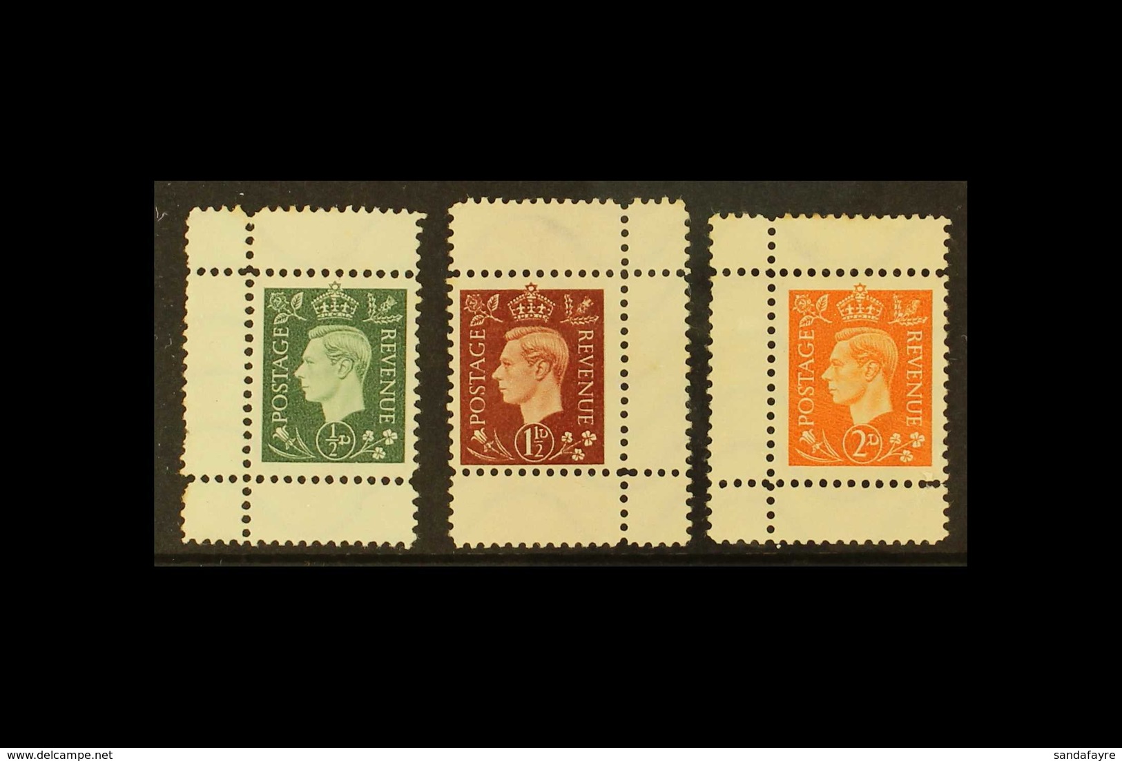 GERMAN WWII PROPAGANDA FORGERIES ½d, 1½d & 2d Geo VI Values, Perf.11 On Wavy-line Watermarked Paper, Michel 3, 5, 6, Min - Otros & Sin Clasificación