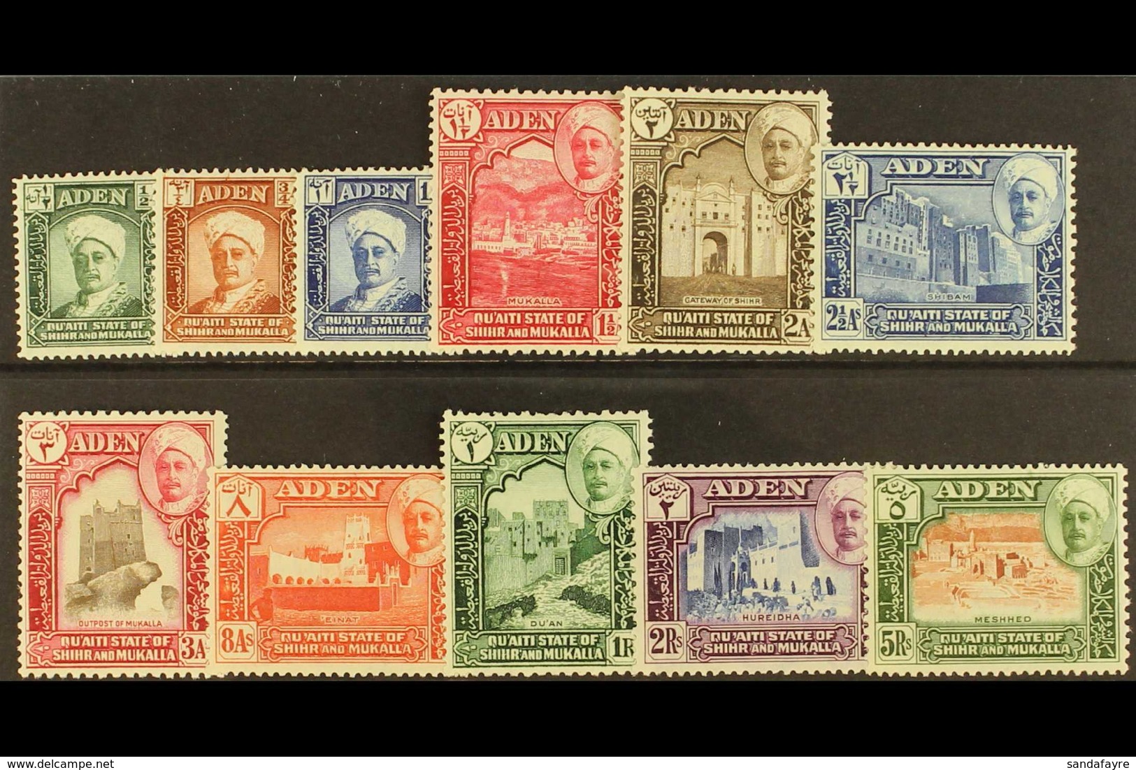 SHIHR & MUKALLA 1942-46 Definitive Set, SG 1/11, Never Hinged Mint (11 Stamps) For More Images, Please Visit Http://www. - Aden (1854-1963)