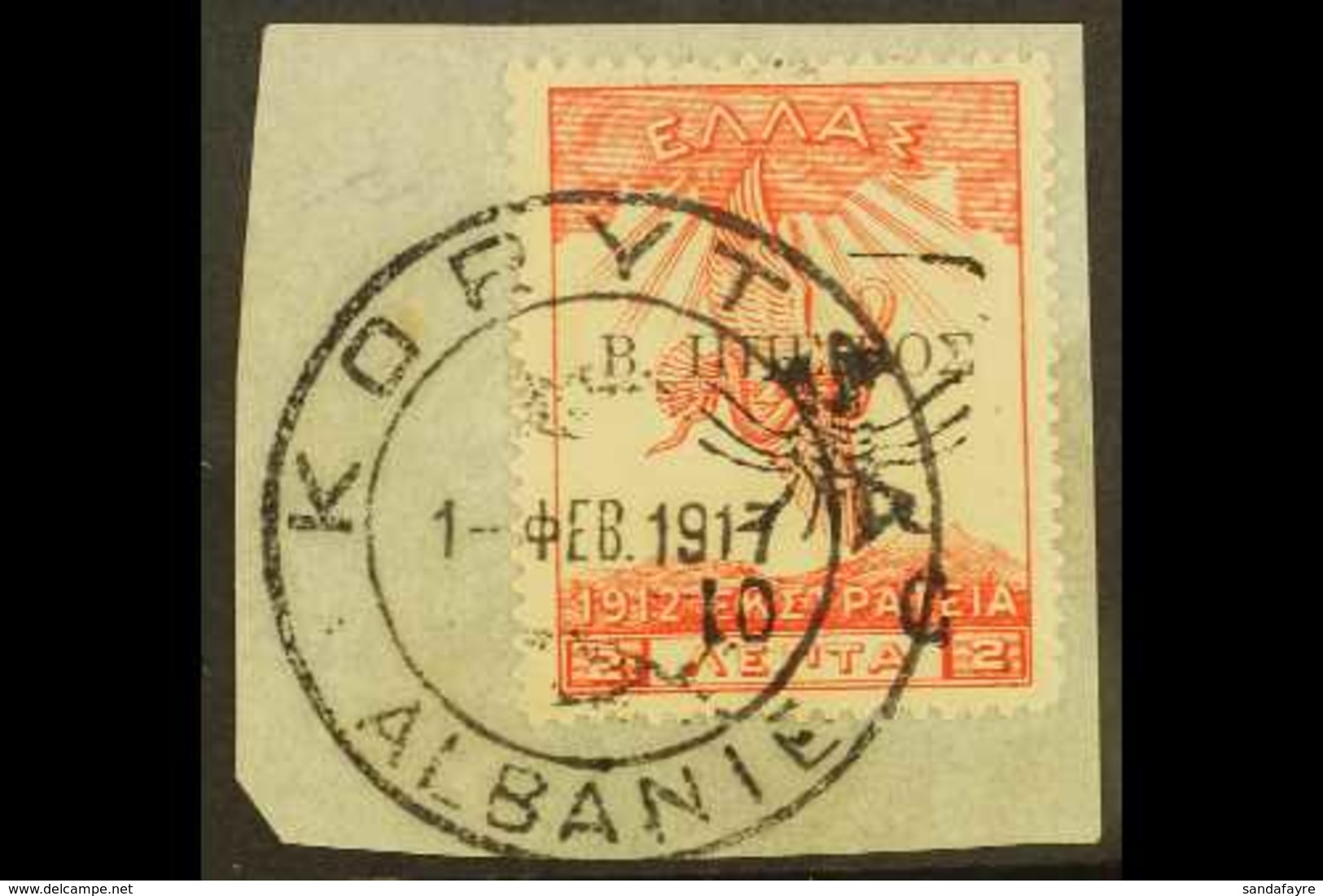 FRENCH ADMINISTRATION OF KORYTSA 1916 10c On 2l Rose, Campaign Stamp, Kara 139, Superb Used On Piece. Only 368 Copies Is - Albanië