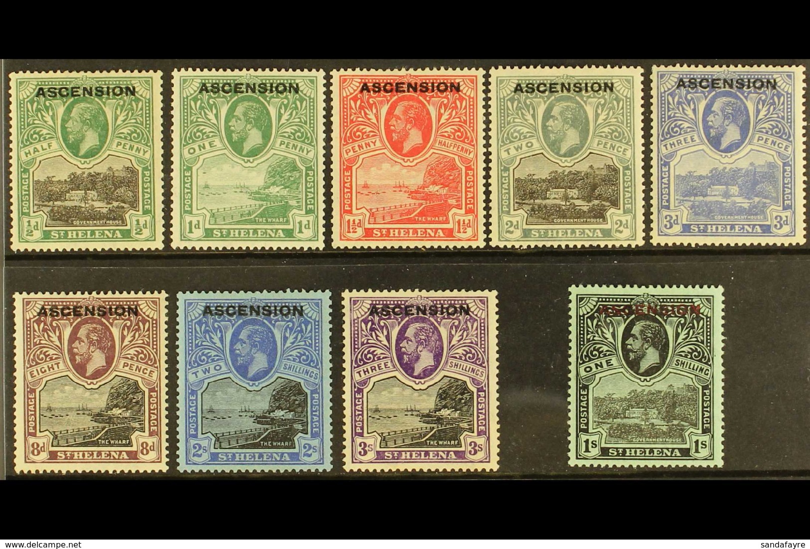 1922 KGV St Helena Opt'd Set, SG 1/9, Fine Mint (9 Stamps) For More Images, Please Visit Http://www.sandafayre.com/itemd - Ascensión