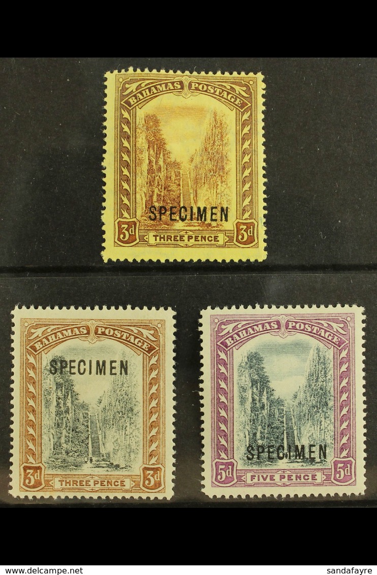 1911 3d Purple On Yellow, 3d Black And Brown And 5d Black And Mauve Staircase, Ovptd "Specimen", SG 76s, 77s, 78s, Very  - Sonstige & Ohne Zuordnung