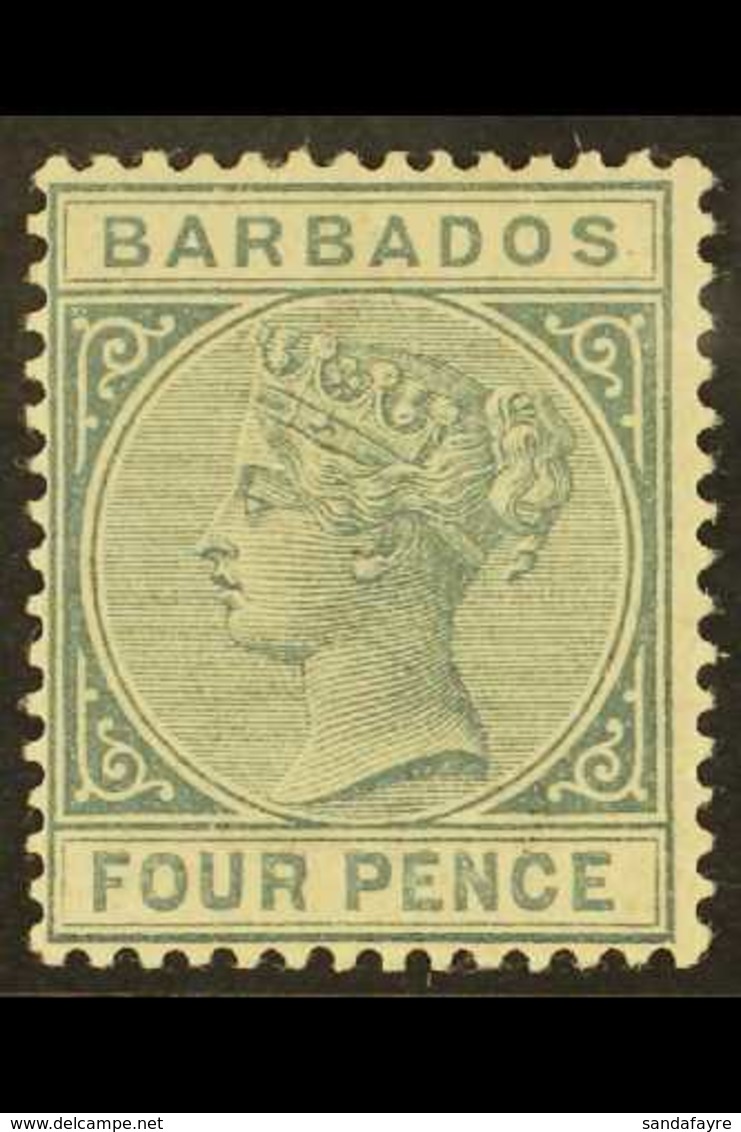 1882 4d Grey, SG 97, Fine Mint, Usual Slightly Toned Gum. For More Images, Please Visit Http://www.sandafayre.com/itemde - Barbados (...-1966)