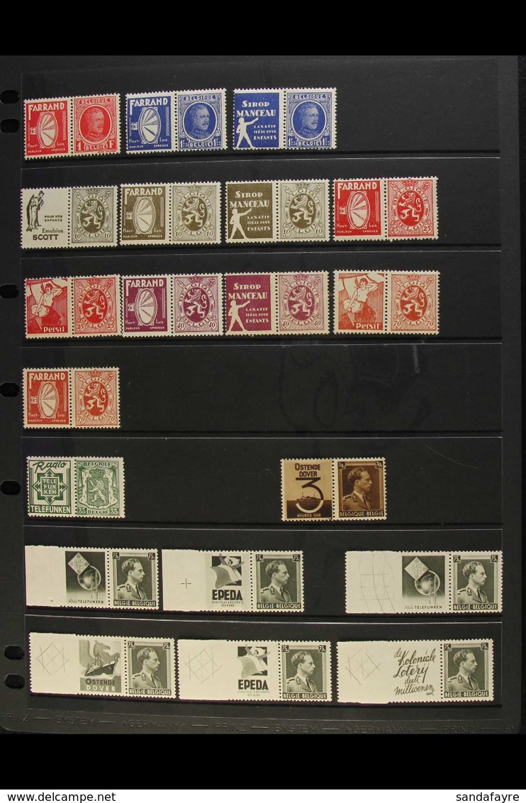 1930-1939 ADVERT LABELS SE-TENANT PAIRS. Never Hinged Mint All Different Collection Of Advert Label+stamp Horizontal Se- - Other & Unclassified