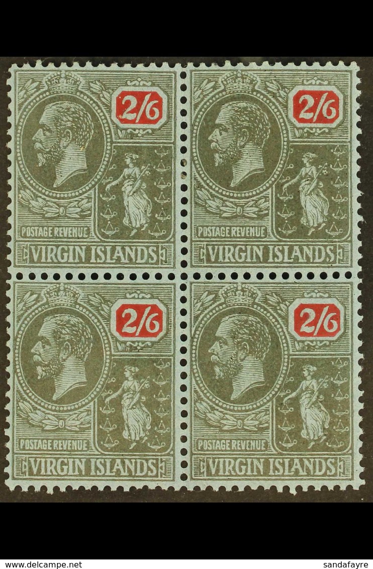 1922-28 2s6d Black & Red/blue, SG 100, Fine Mint Block Of 4, Hinged On Top Stamps, The Lower Pair NHM (4) For More Image - British Virgin Islands