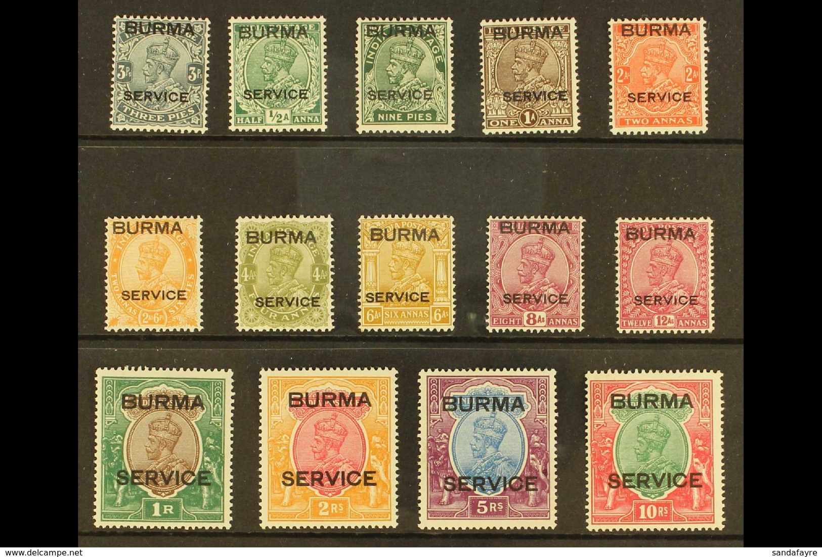 OFFICIALS 1937 KGV India Overprints, Complete Set, SG O1/14, Very Fine Mint (14). For More Images, Please Visit Http://w - Burma (...-1947)