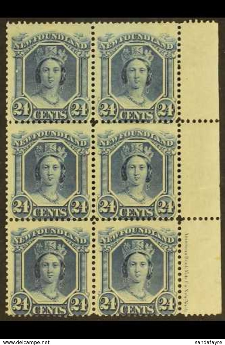 1865 - 70 24c Blue, SG 30, Sheet Margin, Block Of 4, One Copy Showing The Major Re-entry (Uni 31i), Very Fine Mint. For  - Other & Unclassified