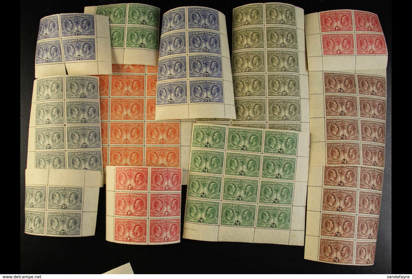 1932 "Justices & Vestry" Values To 3d In MULTIPLES Of Up To 18 Stamps, Mostly Corner Marginal Blocks, SG 84/90, All Neve - Cayman Islands