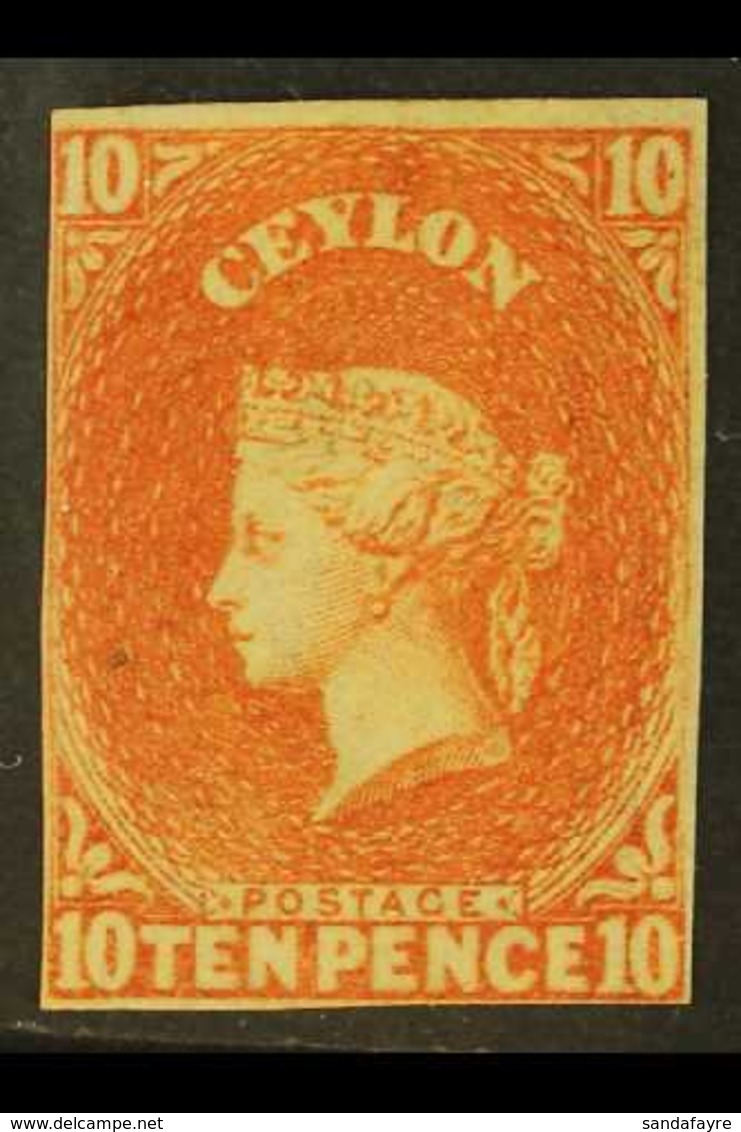 1857-59 10d Dull Vermillion IMPERF, SG 9, 4 Margins (close To Clear), Mint. Cat £900 For More Images, Please Visit Http: - Ceylon (...-1947)