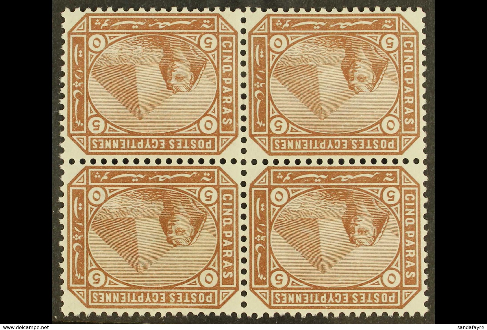 1879 5pa Deep Brown, Watermark Inverted SG 44w, In A Fine Never Hinged Mint Block Of Four. Cat SG £480+ For More Images, - Sonstige & Ohne Zuordnung