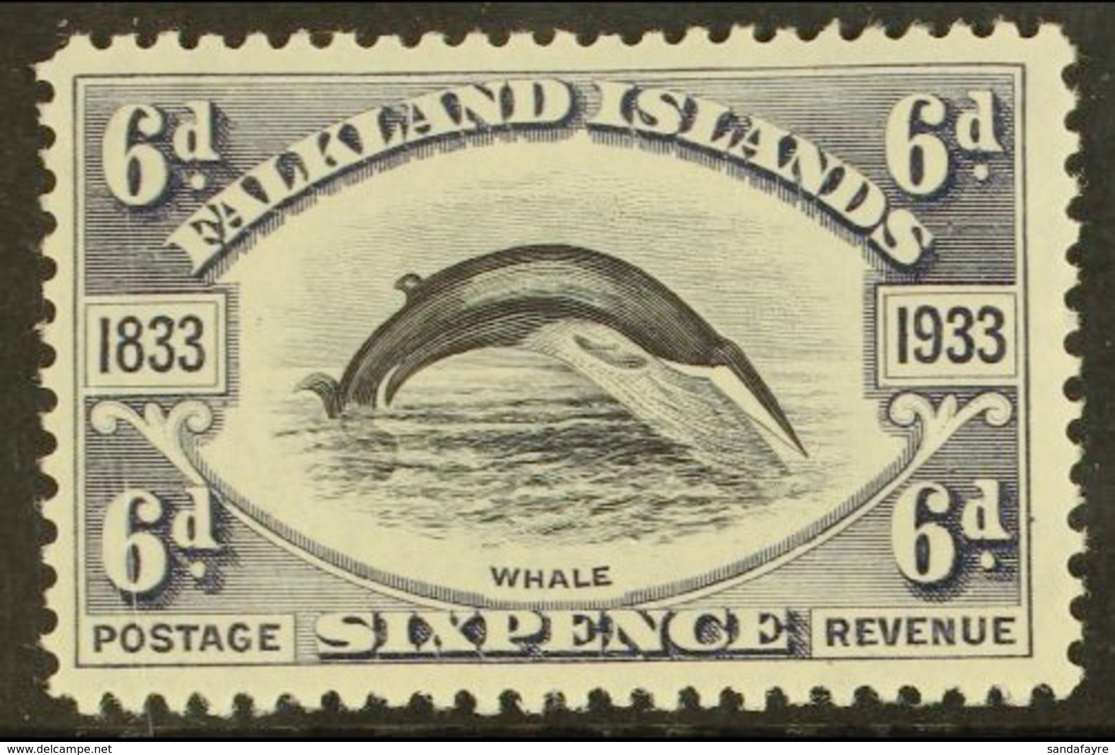 1933 6d Black & Slate, SG 133, Very Fine Mint For More Images, Please Visit Http://www.sandafayre.com/itemdetails.aspx?s - Falkland