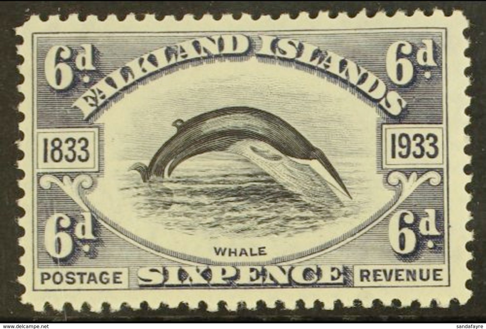 1933 6d Black & Slate, SG 133, Very Fine Mint For More Images, Please Visit Http://www.sandafayre.com/itemdetails.aspx?s - Falklandinseln